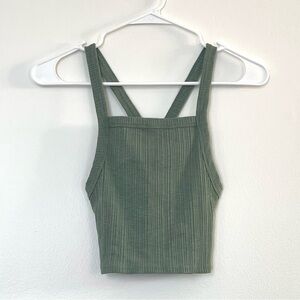 American Eagle Green Ribbed Women's Crop Top